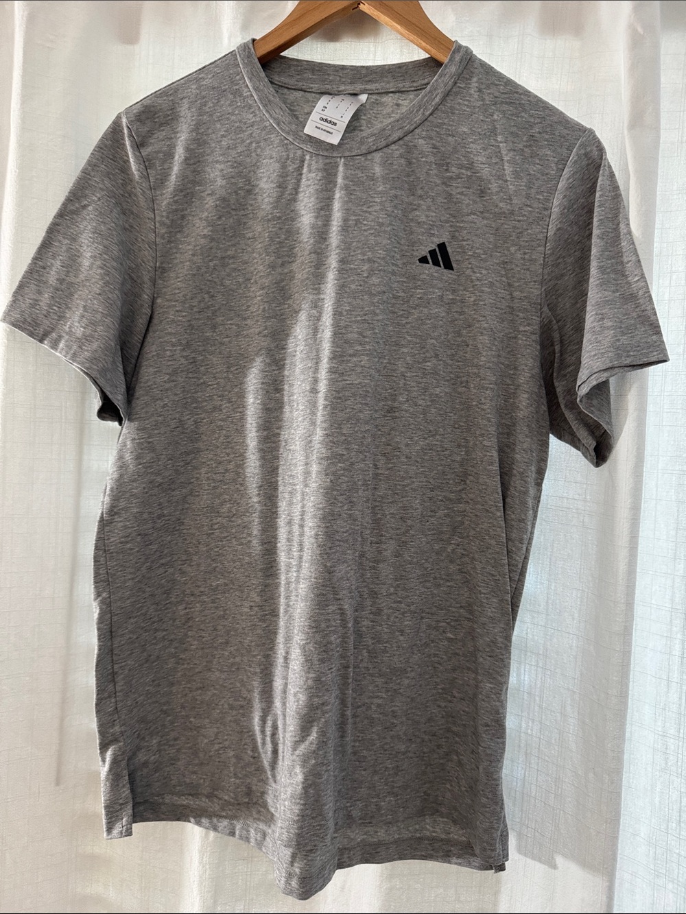 adidas Grey Short Sleeve Crew Neck Tee with Small Logo